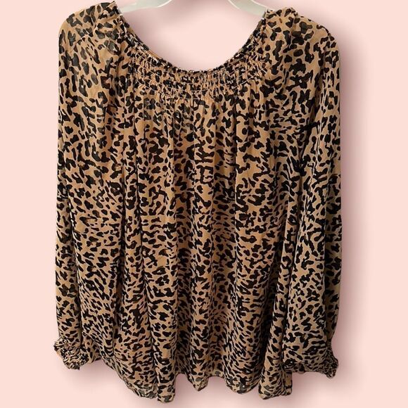 NWT Plus Size Ava & Viv Leopard Sheer Blouse & Cami - Picture 2 of 10